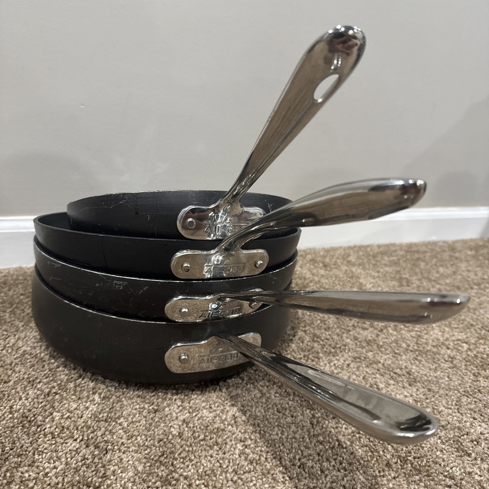 Lot 4 All-Clad Cooking Cookware Pans Bundle 10" 10.5" 8" 4QT Aluminum Non-Stick